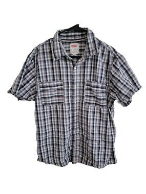 Levis Pearl Snap Western Shirt Mens Size Large Black White Plaid Short Sleeve